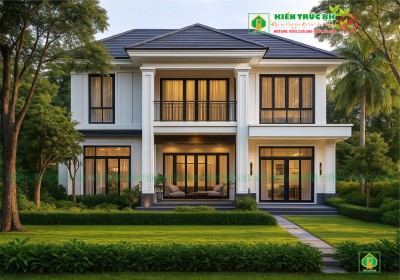 Mẫu nhà 2 tầng phong cách villa hiện đại